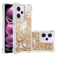 Capa com glitter compatível com Xiaomi Redmi Note 12 Pro 5G compatível com mulheres meninas feminino brilhante líquido flutuante areia movediça transparente capa de telefone TPU macio (cor: corações
