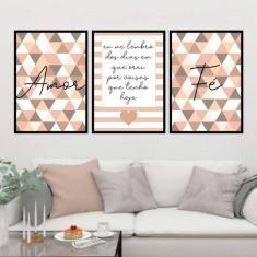 Kit 3 Quadros Decorativos Eu Me Lembro Triângulos 34x23cm