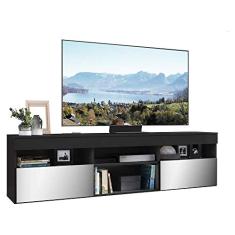 Rack Tv 65" com Espelho e 2 Portas Paris Multimóveis Preto