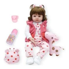 Boneca Bebê Reborn Silicone Olhos Castanhos Girafinha - Cegonha Reborn