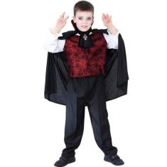 Fantasia Halloween Infantil pra Menino Roupa de Vampiro Drácula Victor