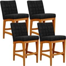 Kit 04 Banquetas Baixa Para Cozinha Bancada Bar Sala Jantar Fixa Mila 