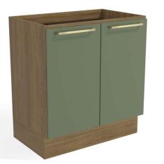 Balcão de Cozinha Botanic 80cm 02 Portas M623 Kappesberg, Nogueira/Ver