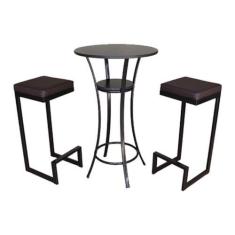 KIT Mesa e Banquetas para Bistrô e Bares Linha Lecce Preto - Design Of