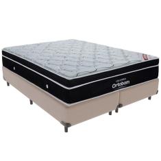 Cama Box Bege E Colchão Elegant Molas Ensacadas Queen Ortobom
