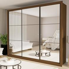 Guarda Roupa Casal Premium Ravena 242cm com Espelho 3 Portas 6 Gavetas