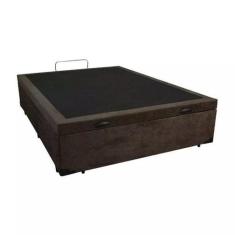 Base Box Baú Casal Suede Marrom - 39x138x188 - MJA MOVEIS