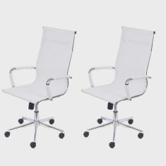 Kit 2 Cadeiras Para Escritório Presidente Esteirinha Tela Mesh 3303 Or Design