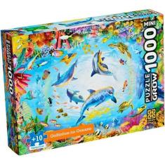 Mini Quebra Cabeça 1000 Peças Golfinhos No Oceano Grow