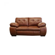 Sofá De Couro Marselha 2 Lugares Conhaque Com Brilho - Mempra
