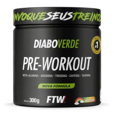 FTW Pré-Treino Diabo Verde em Pó com Cafeína, Aminoácidos Beta‑Alanina e Arginina para Treinos e Atividades Físicas - Pote 300 g (Sabor: Arco Iris)