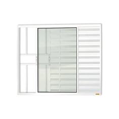 Janela Janela Veneziana Confort 3 Folhas com Grade Vidro Liso 80cm x 80cm Brimak Branco