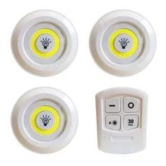 Kit 3 Luminárias Spot Led Sem Fio Com Controle Remoto