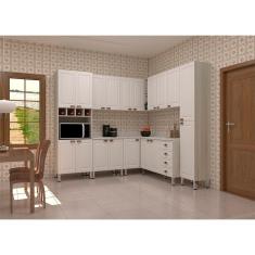 Armário de Cozinha Completa 8 Peças com Espaço para Micro-ondas e Tampo Agatha Luciane Móveis