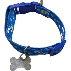 Coleira Pet Personalizada Azul Patinhas