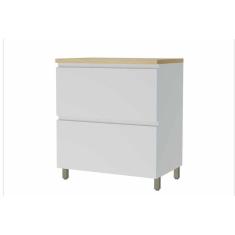 Armário De Cozinha Modulado Balcão Rainha 1 Porta E 1 Gaveta C/ Tampo 80cm Branca/nature - Nesher