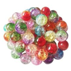 200 peças de contas de cristal acrílico coloridas contas redondas de vidro rachado para fazer joias, brincos, colar, chaveiros, adultos, contas, projetos de artesanato, enfeites de Natal, presentes de