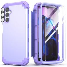 IDweel Capa para Galaxy A15 5G com protetor de tela (vidro temperado) + protetor de lente de câmera, híbrida 3 em 1, à prova de choque, proteção resistente, capa de policarbonato rígido, amortecedor