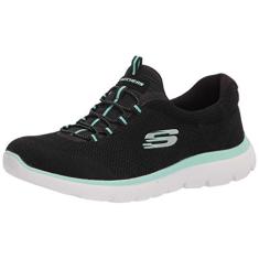 Skechers Tênis feminino Summits Cool Classic, Preto/turquesa, 34