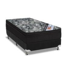Cama Box Solteiro: Colchão Molas Ortobom Nanolastic ISO Firme + Base CRC Suede Black(88x188)