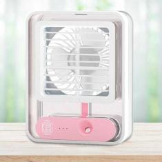Mini Ventilador Refrigerador Umidificador De Ar Com Luz Led - Guiro