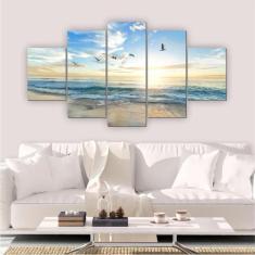 Quadros Decorativos Mosaico Sala Quarto Praia 5 Peças - Inove Adesivos