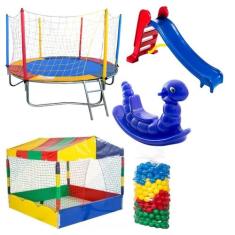 Cama Elástica Pula Pula 2,30m Piscina de Bolinhas 1,50m 500 Bolinhas E