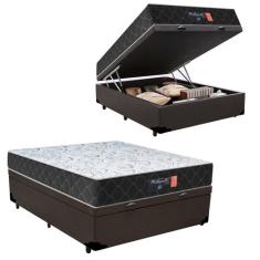 Cama Box Baú Casal + Colchão Semi Ortopédico Extra Firme Espuma D33 Pr