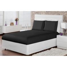 Jogo De Lençol King 3 Peças Com 40Cm Elástico Cor Preto - Shopping Hom