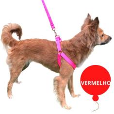 Coleira Peitoral Para Cachorro + Guia Ajustável Raças Pequenas e Media