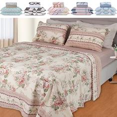 Jogo de Cama Lençol 4 Peças Queen Com Elástico Estampado 158x198x30cm - BF Colchões