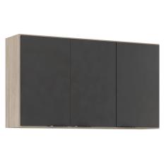 Armário Aéreo para Cozinha Firenze 3 Portas Avena Grafito - Demóbile