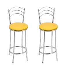 Kit 2 Banquetas Bc26-c A105 Cromada/amarela
