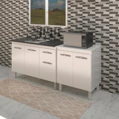 Balcao Pia 120cm E Multiuso 2 Portas 70cm Branco Mobbs Branco