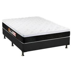Cama Box Casal: Colchão Espuma D45 Castor Black E White Air + Base Crc Suede Gray(138X188)