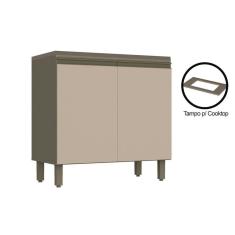 Módulo Cozinha Henn Connect Balcão C/ 2 Portas C/tampo P/ Cooktop Duna/cristal