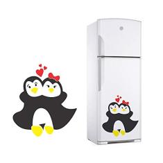 Adesivo Decorativo De Geladeira e Parede Casal de Pinguim se Abraçando lindo