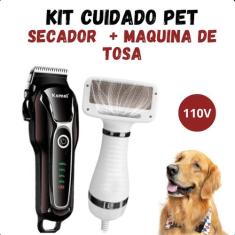 KIT PET SHOP Máquininha Tosa KEMEI 1991 + Secador prático - FAZA