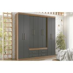 Guarda Roupa 8 Portas E 4 Gavetas Nápoles Jatobá-grafite