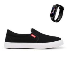 Kit Tênis Slip On Voe Palmilha Com Bolha em Gel + Relógio Digital Touch-Unissex