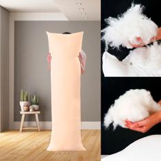Travesseiro de Corpo Algodão Fibra Plumada   Capa Protetora 137x42cm Casa Dona