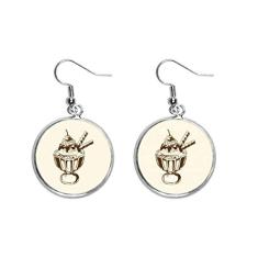 Brinco feminino com pingente de orelha de sorvete de chocolate e cereja