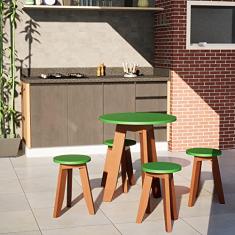 Conjunto Mesa e 4 Banquetas Colorido Suze Verde Folha