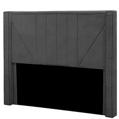 Cabeceira Casal Queen Estofada Para Cama Box Toronto Veludo Cor Cinza Chumbo