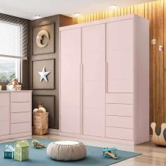 guarda-roupa infantil pérola 3 pt 4 gv rosê