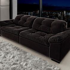 Sofá Retrátil e Reclinável 2 Lugares 240 Cm Pérola Veludo Preto