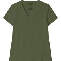Blusa Baby Look Feminina Gola V Cotton Malwee Ref. 04502