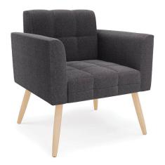 Namoradeira E 2 Poltronas Pé Palito Natural Elisa Bouclê D03 - D`rossi Cor Grafite