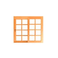 Janela de Correr Quadriculada 110cm Reta 2 Folhas em Madeira Maciça Ce
