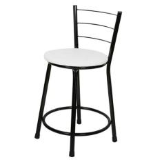 Banqueta Baixa Epoxi Preta - Laumar, Branco